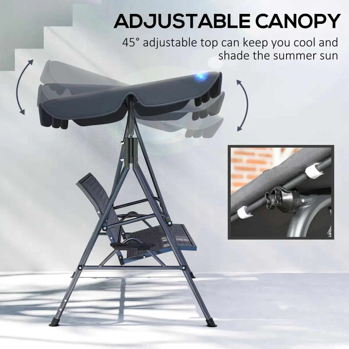 Outsunny Outsunny 3 Seater Garden Swing Seat Bench w/ Adjustable Canopy - Hammocks