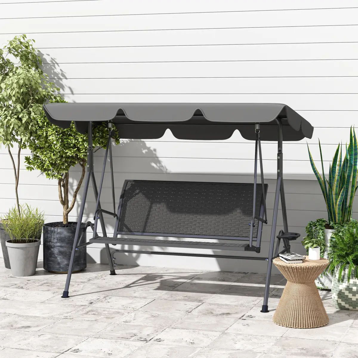 Outsunny Outsunny 3 Seater Garden Swing Seat Bench w/ Adjustable Canopy - Hammocks