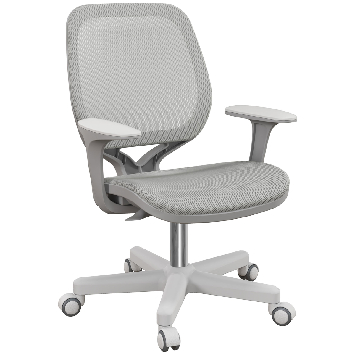 Vinsetto Office Chair Mesh Ergonomic 360 Swivel for Work with grey mesh back, padded seat, and rolling 5-star base
