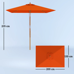Outsunny Outsunny Wooden Patio Umbrella Market Parasol Outdoor Sunshade - Parasol