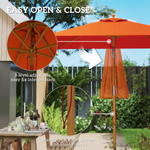 Outsunny Outsunny Wooden Patio Umbrella Market Parasol Outdoor Sunshade - Parasol