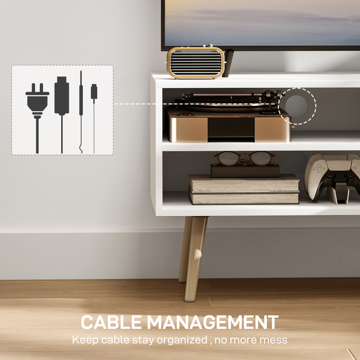 HOMCOM TV Unit Cabinet 55 Inch With Cupboard Shelves - HOMCOM - Home Symphony