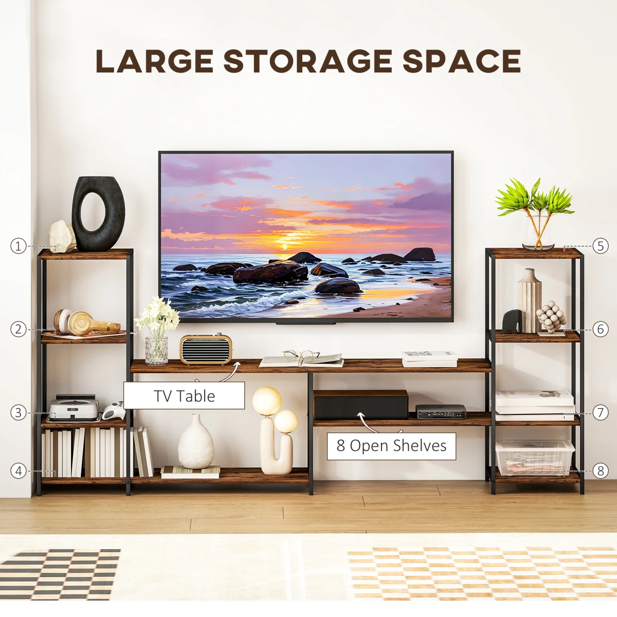 HOMCOM TV Stand For 60 Inch TV Industrial Shelves Home Use by HOMCOM