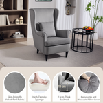 HOMCOM Wingback Chair 70cm High Velvet Comfort Living Room in grey velvet, a stylish living room accent.