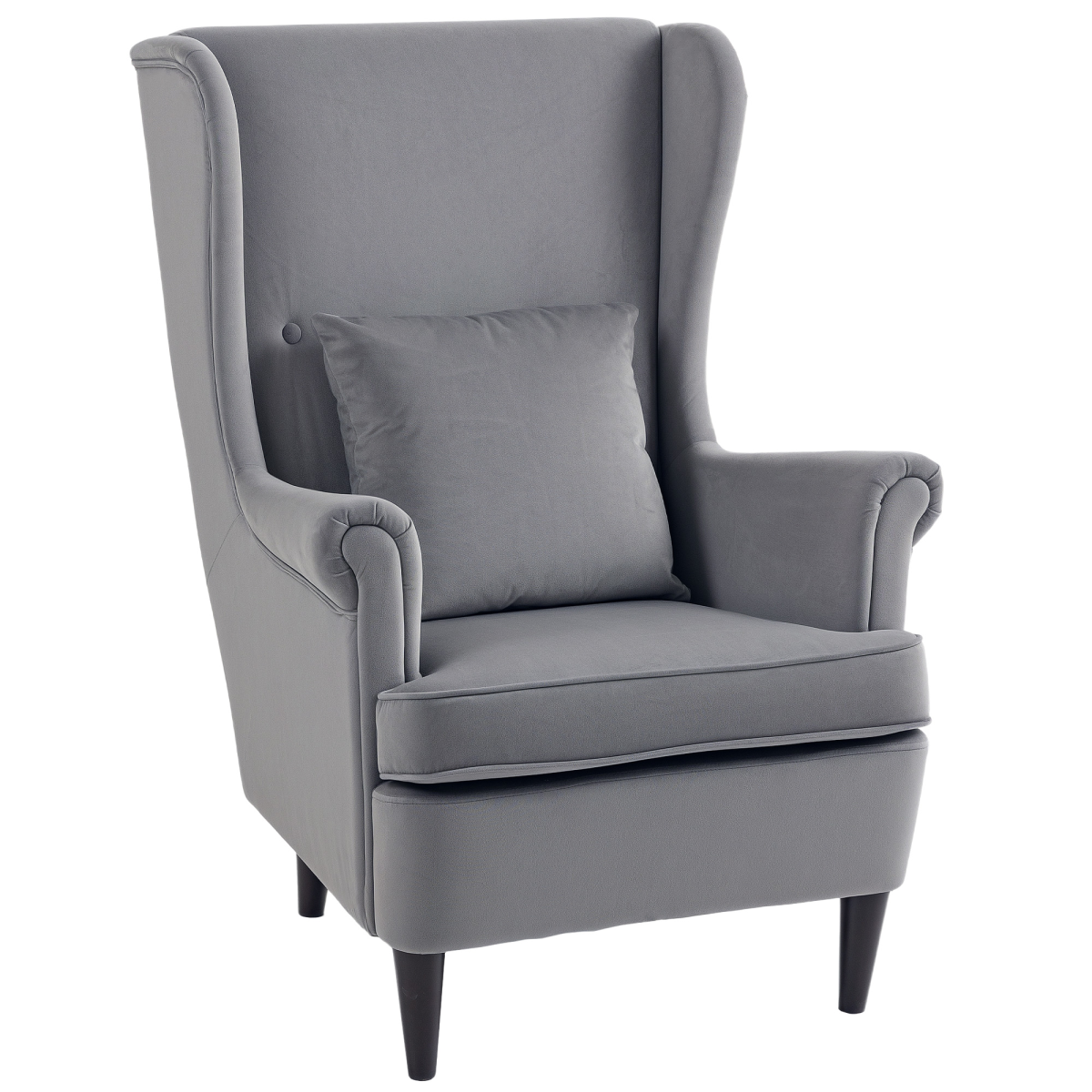 HOMCOM Wingback Chair 70cm High Velvet Comfort Living Room gray velvet upholstery with high back and cushioned arms