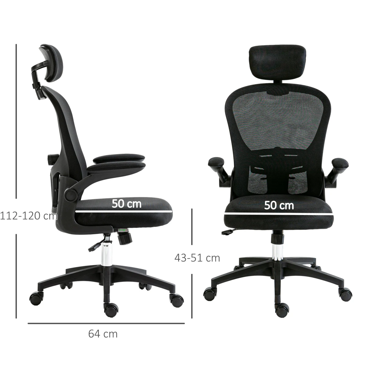 Vinsetto Mesh Chair Headrest 4D Lumbar Office by Vinsetto