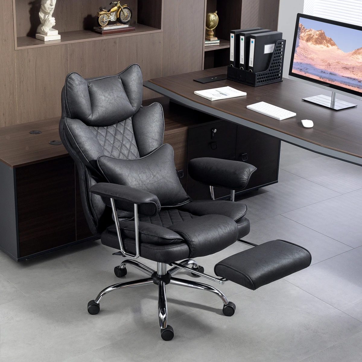 HOMCOM Office Chair High Back Leathaire with Lumbar Home by HOMCOM