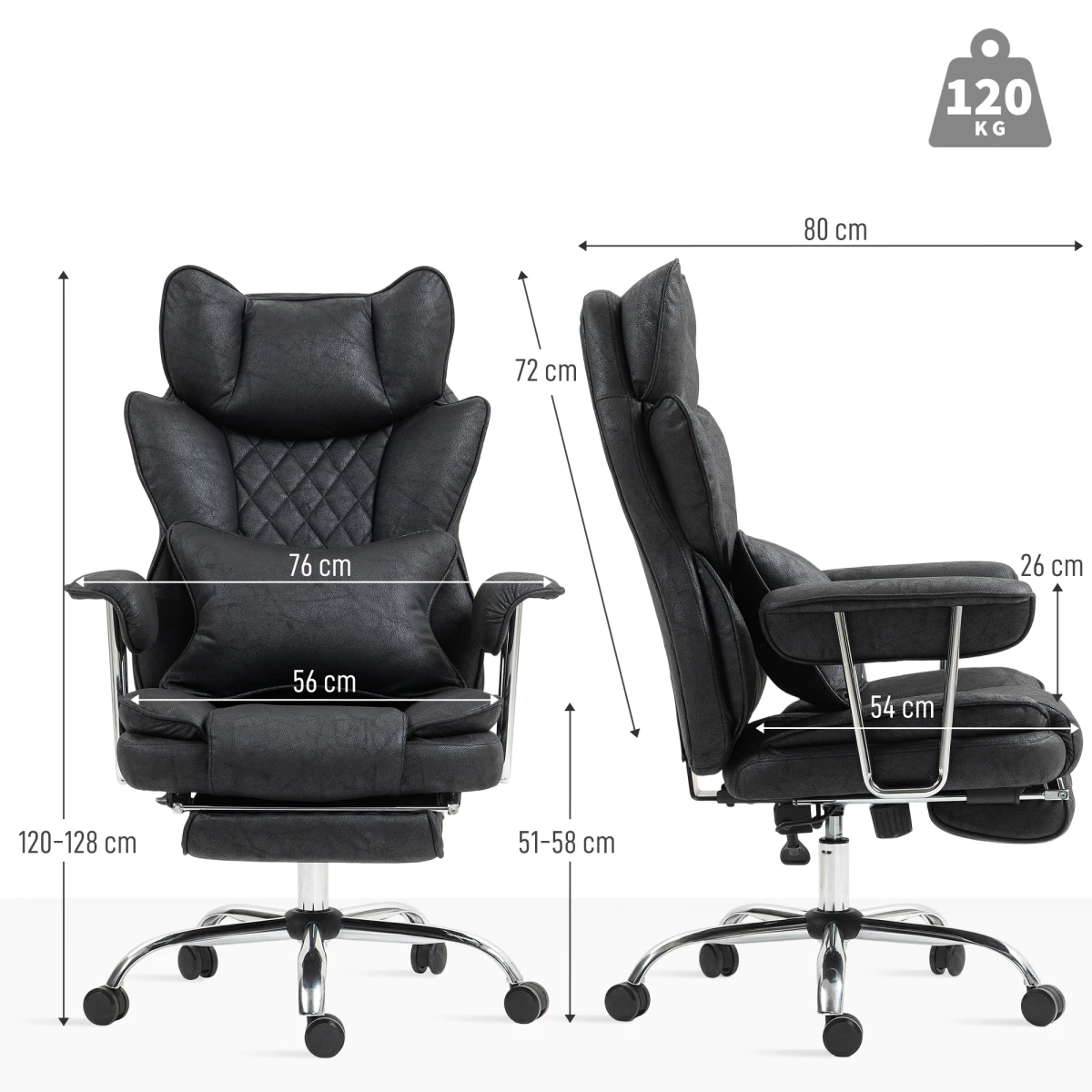 HOMCOM Office Chair High Back Leathaire with Lumbar Home by HOMCOM