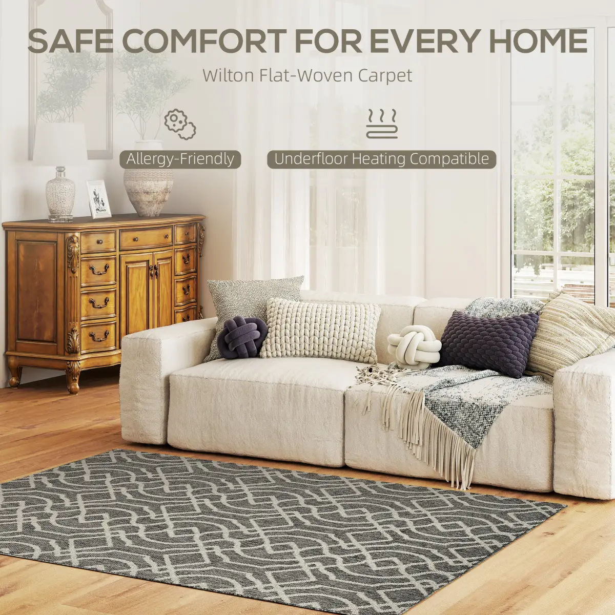 HOMCOM HOMCOM Easy-Cleaning Machine Washable Rug for Patio, Garden - Rug