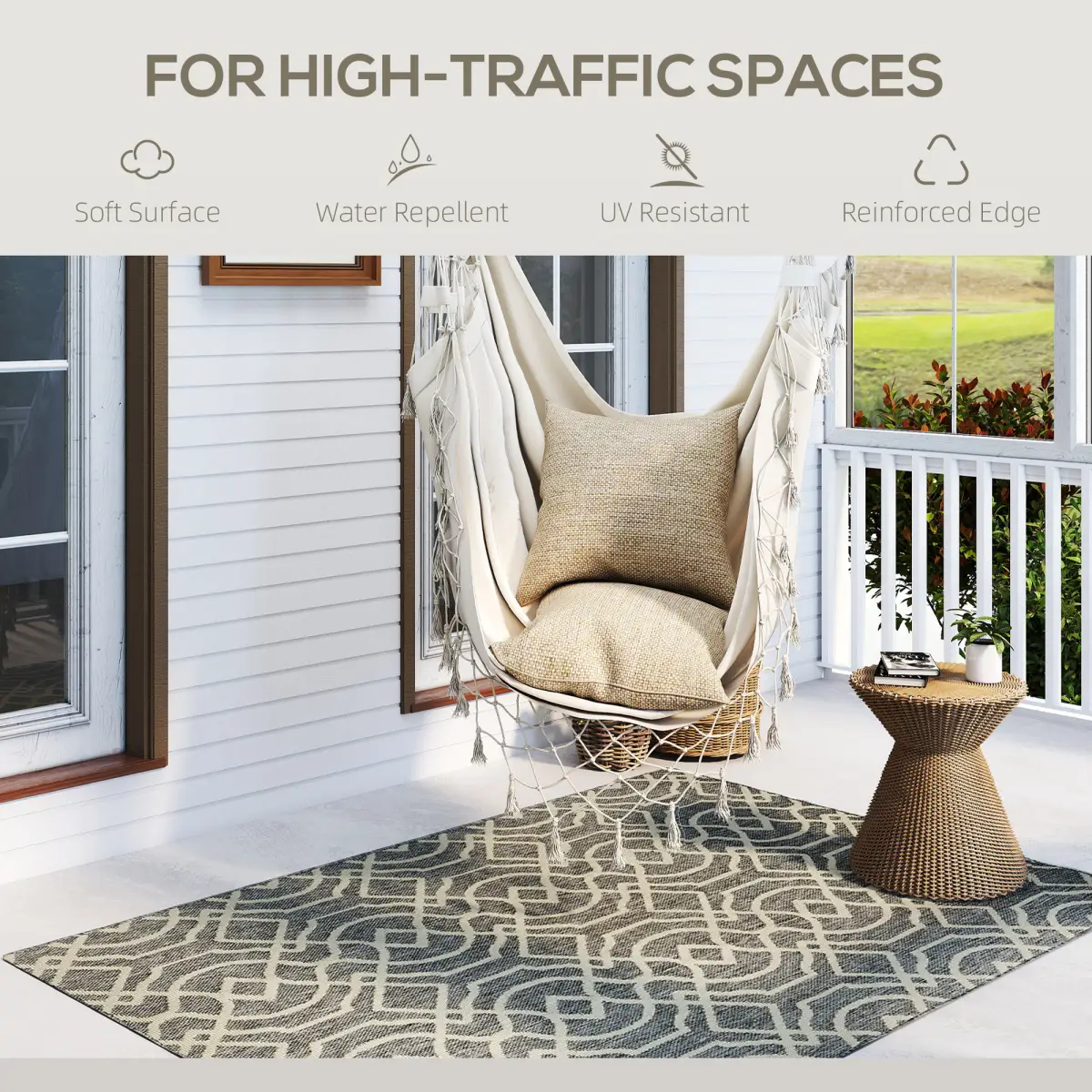 HOMCOM HOMCOM Easy-Cleaning Machine Washable Rug for Patio, Garden - Rug