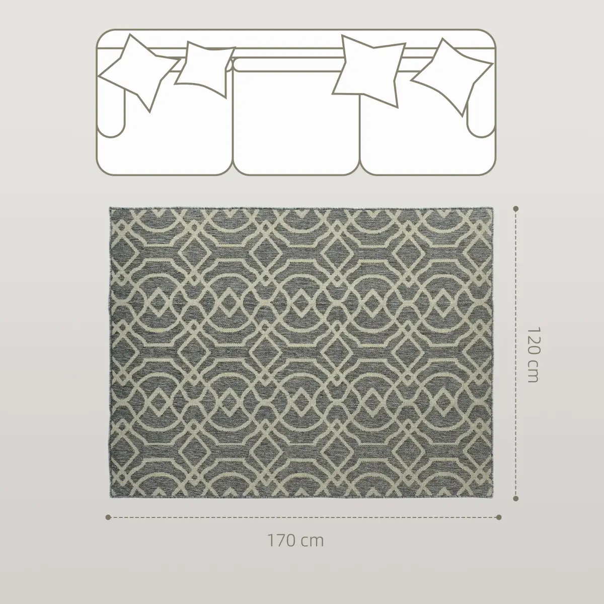 HOMCOM HOMCOM Easy-Cleaning Machine Washable Rug for Patio, Garden - Rug