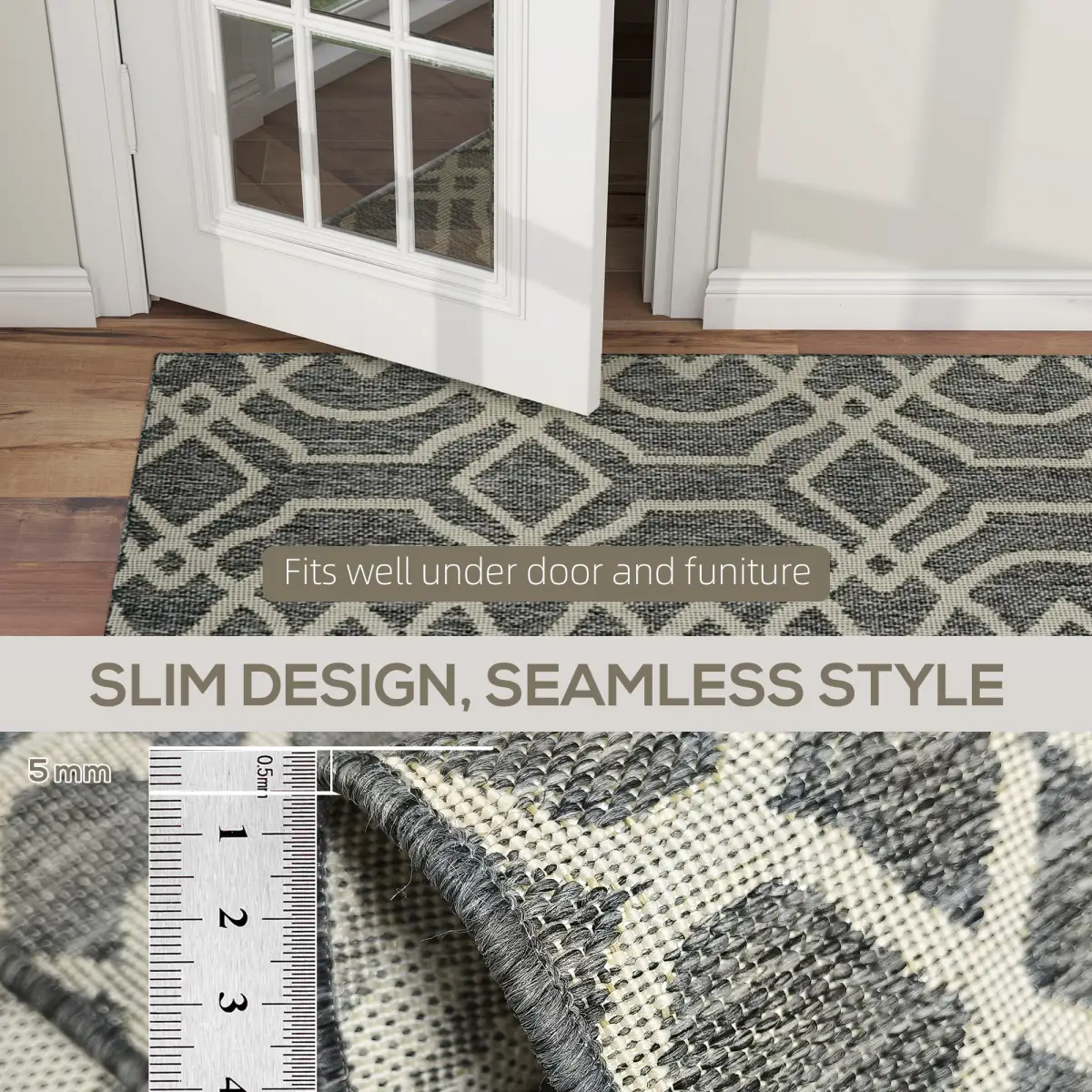 HOMCOM HOMCOM Easy-Cleaning Machine Washable Rug for Patio, Garden - Rug