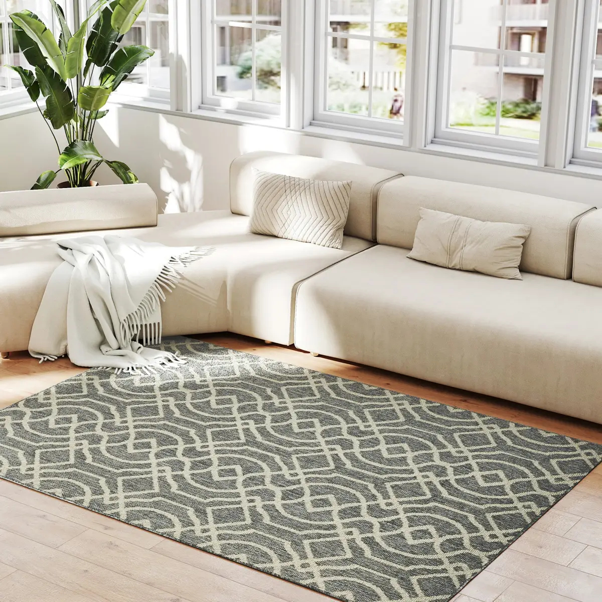 HOMCOM HOMCOM Easy-Cleaning Machine Washable Rug for Patio, Garden - Rug