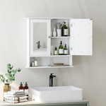 kleankin kleankin Wall Mounted Mirror Cabinet W/ Double Mirror Doors & Adjustable Shelf - Display Cabinet