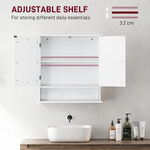 kleankin kleankin Wall Mounted Mirror Cabinet W/ Double Mirror Doors & Adjustable Shelf - Display Cabinet