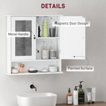 kleankin kleankin Wall Mounted Mirror Cabinet W/ Double Mirror Doors & Adjustable Shelf - Display Cabinet