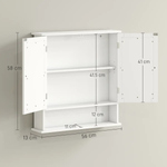 kleankin kleankin Wall Mounted Mirror Cabinet W/ Double Mirror Doors & Adjustable Shelf - Display Cabinet
