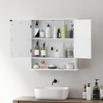 kleankin kleankin Wall Mounted Mirror Cabinet W/ Double Mirror Doors & Adjustable Shelf - Display Cabinet