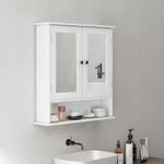 kleankin kleankin Wall Mounted Mirror Cabinet W/ Double Mirror Doors & Adjustable Shelf - Display Cabinet