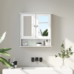 kleankin kleankin Wall Mounted Mirror Cabinet W/ Double Mirror Doors & Adjustable Shelf - Display Cabinet
