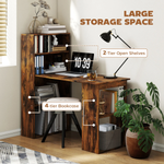 HOMCOM Computer Desk 120cm With 6 Shelves Bookshelf Space Saving Engineered Wood Home Office by HOMCOM