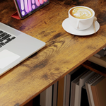 HOMCOM HOMCOM Computer Desk 120cm With 6 Shelves Bookshelf Space Saving Engineered Wood Home Office - Desk