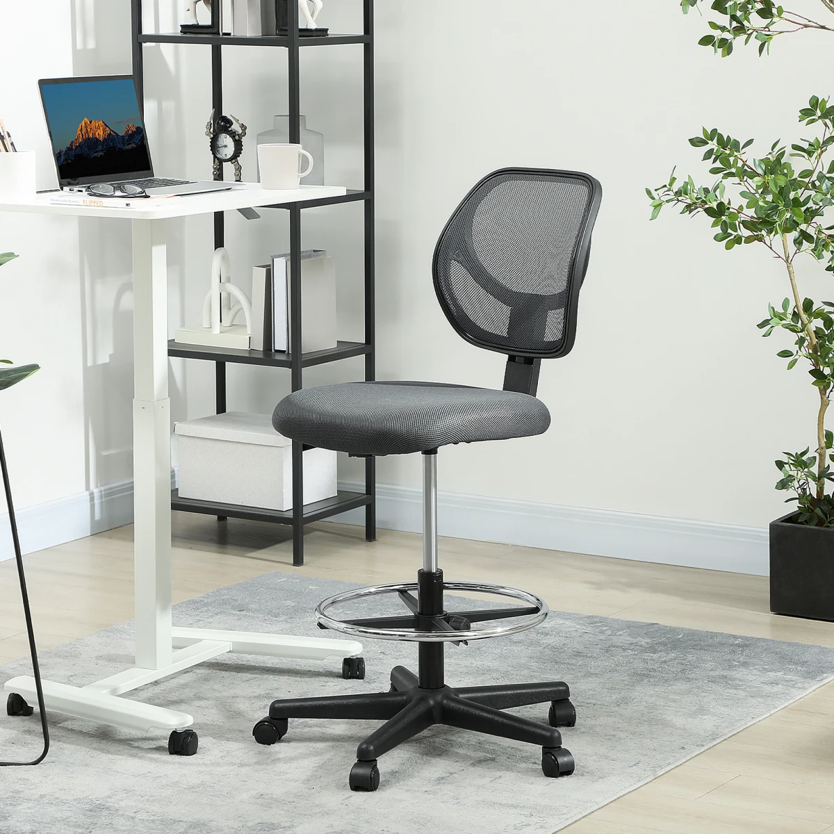 Vinsetto Swivel Mesh Chair 50 To 70 Cm With Footrest Office by Vinsetto