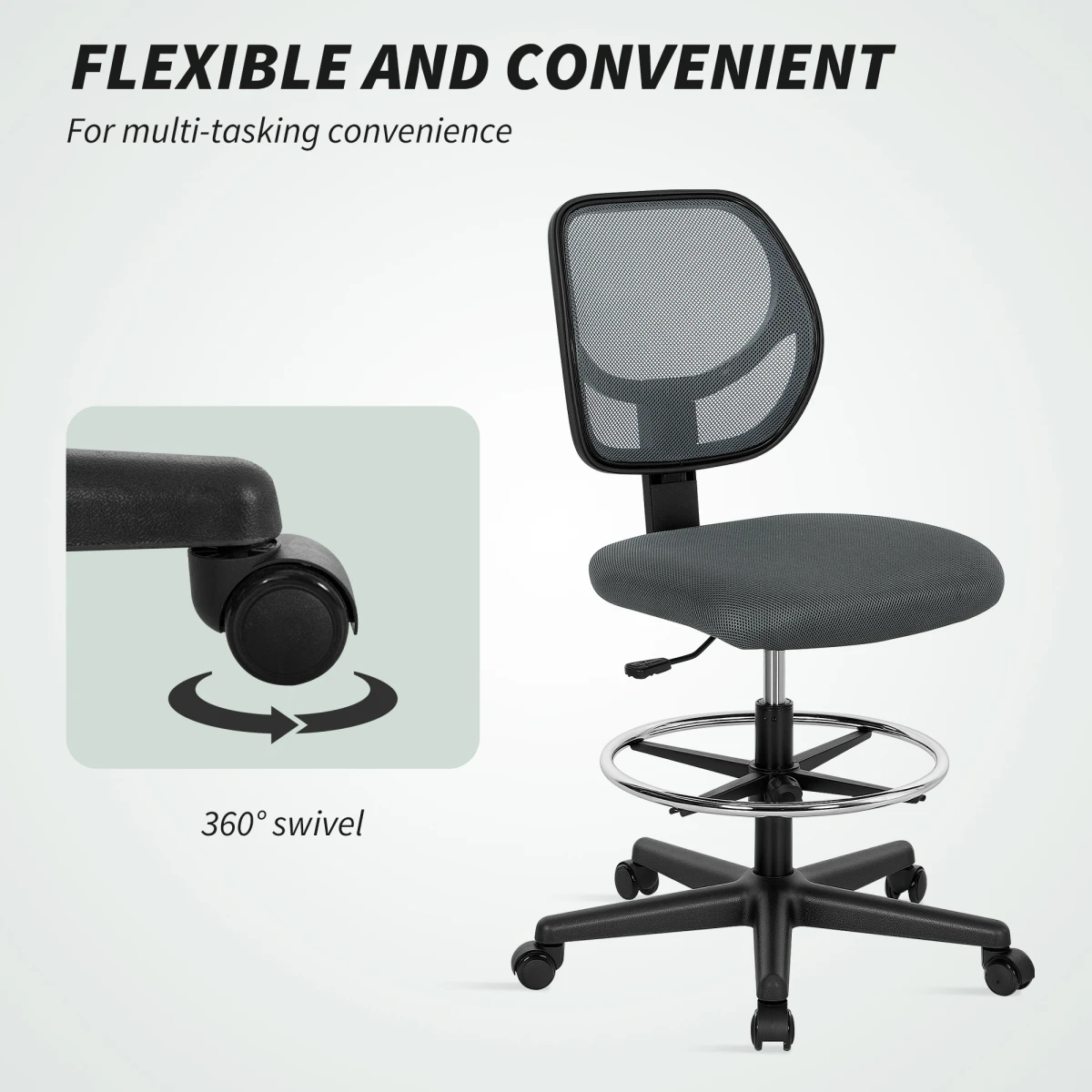 Vinsetto Vinsetto Swivel Mesh Chair 50 To 70 Cm With Footrest Office - Office Chair