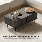 HOMCOM HOMCOM Coffee Table With Sliding Doors For Living Room - Coffee Table