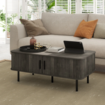 HOMCOM HOMCOM Coffee Table With Sliding Doors For Living Room - Coffee Table