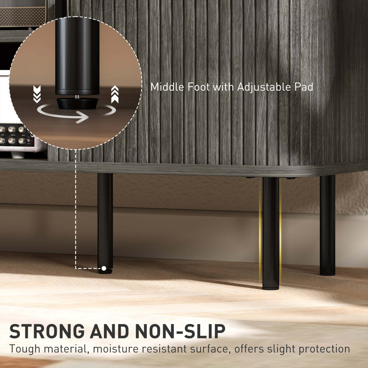 HOMCOM TV Stand Wide 140cm with cable management, two shelves and two cupboards for living room media devices.