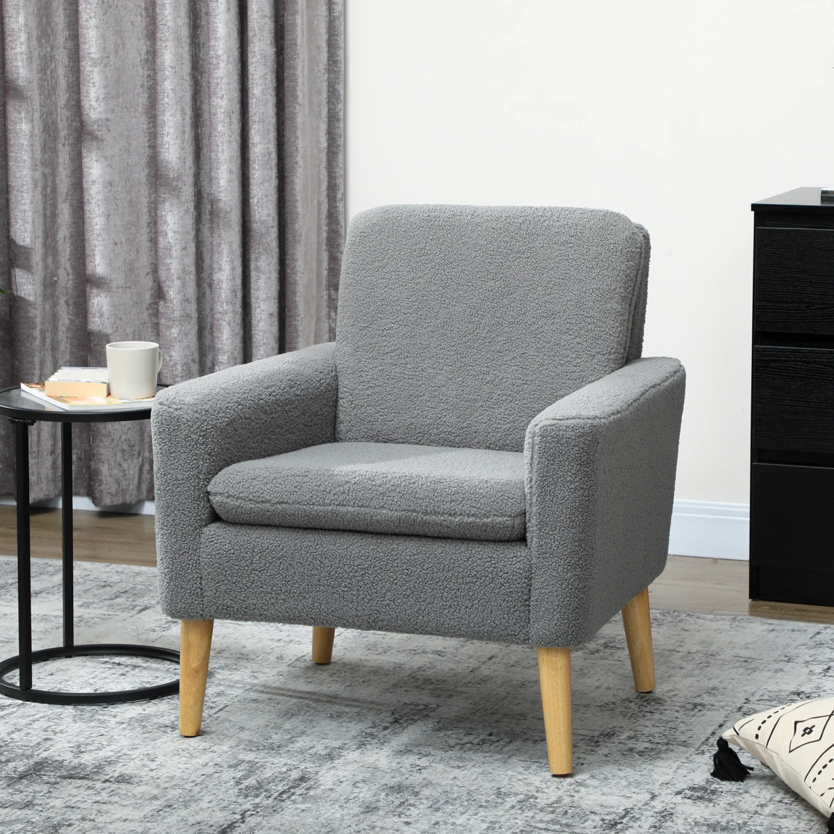 HOMCOM HOMCOM Accent Chair Wide Seat Teddy Fleece For Living Room - Accent Chair