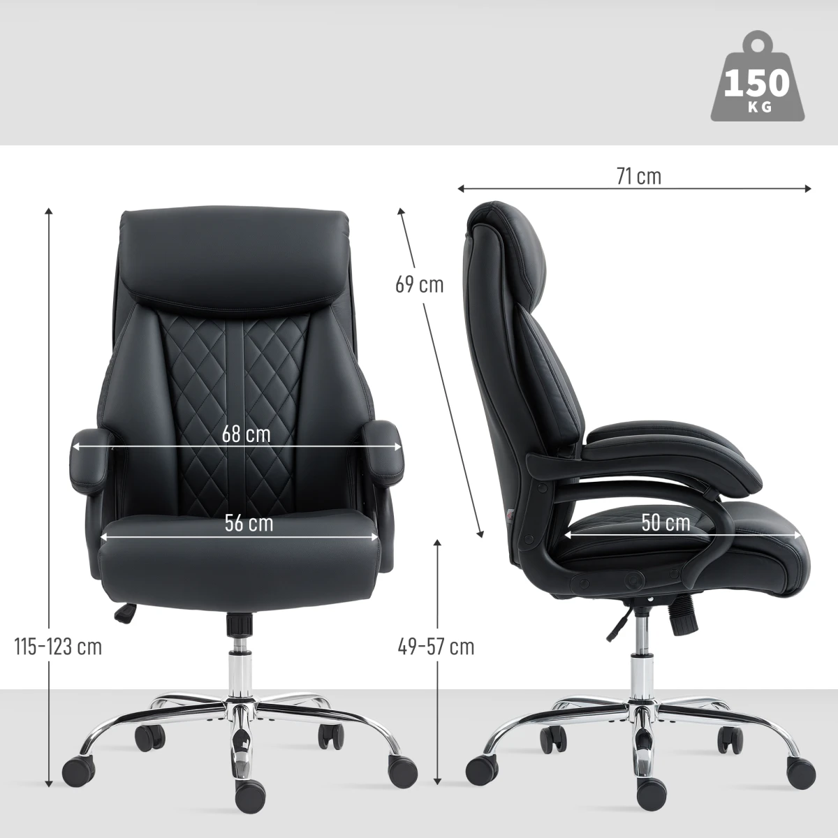 HOMCOM Office Chair 115-123 cm Spring Padding For Office by HOMCOM