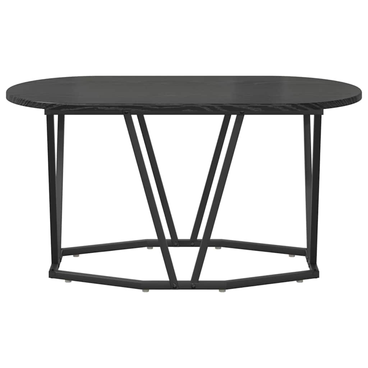 VidaXL Coffee Table 80 x 40 x 40.5 cm Oval Design with warm engineered wood top and black metal legs.