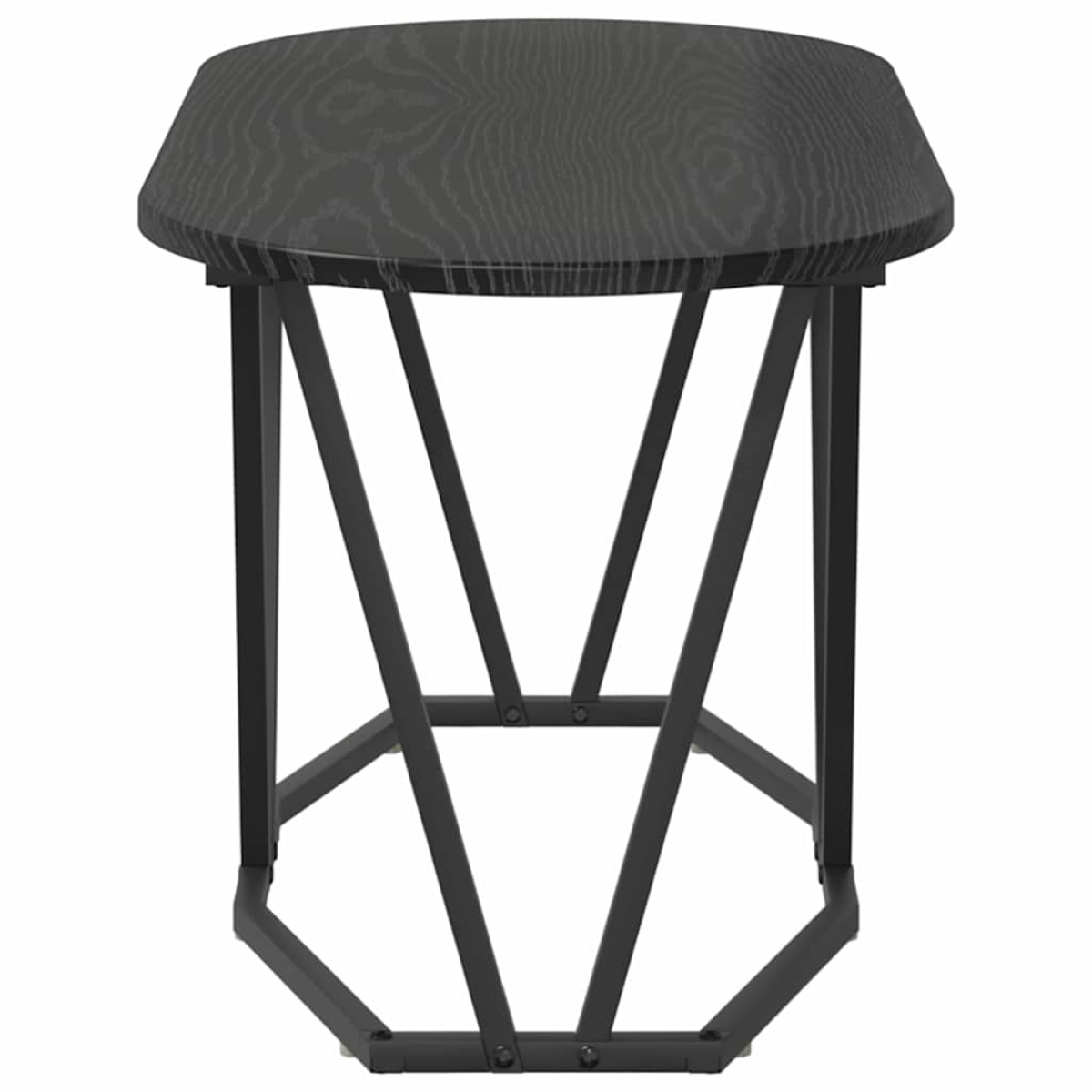 VidaXL Coffee Table 80 x 40 x 40.5 cm Oval Design with warm engineered wood top and black metal legs