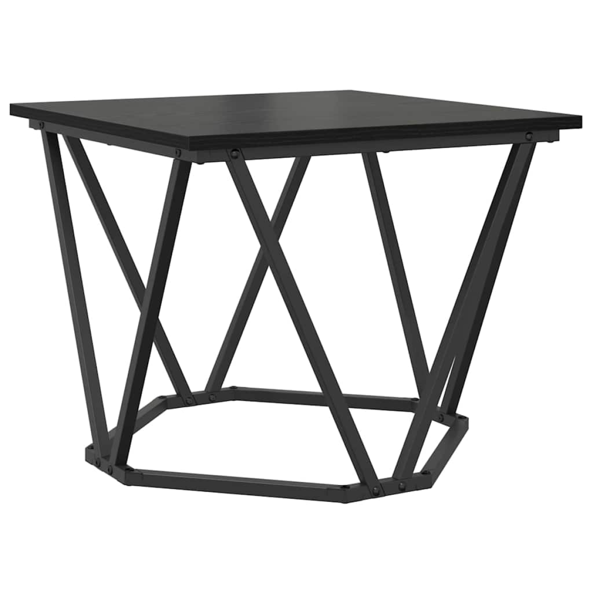 VidaXL Coffee Tables 50 x 50 x 40 cm Black Oak Set of 3, modern square tables with black steel bases.