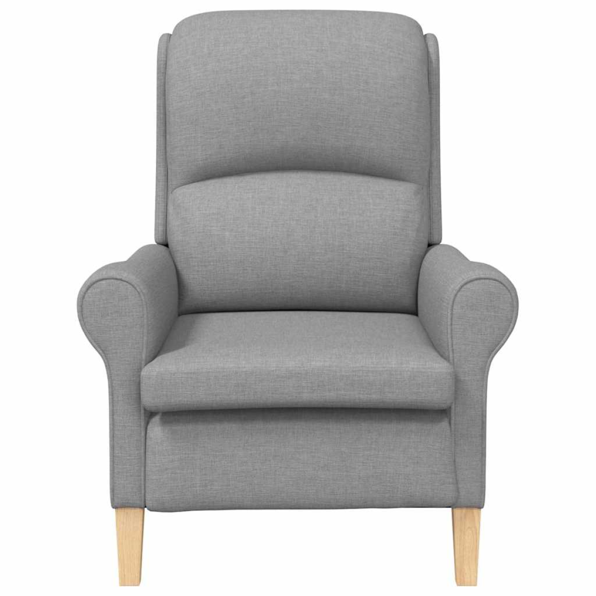 VidaXL armchair 76x94x102 cm in light grey fabric with tall back and wooden legs.