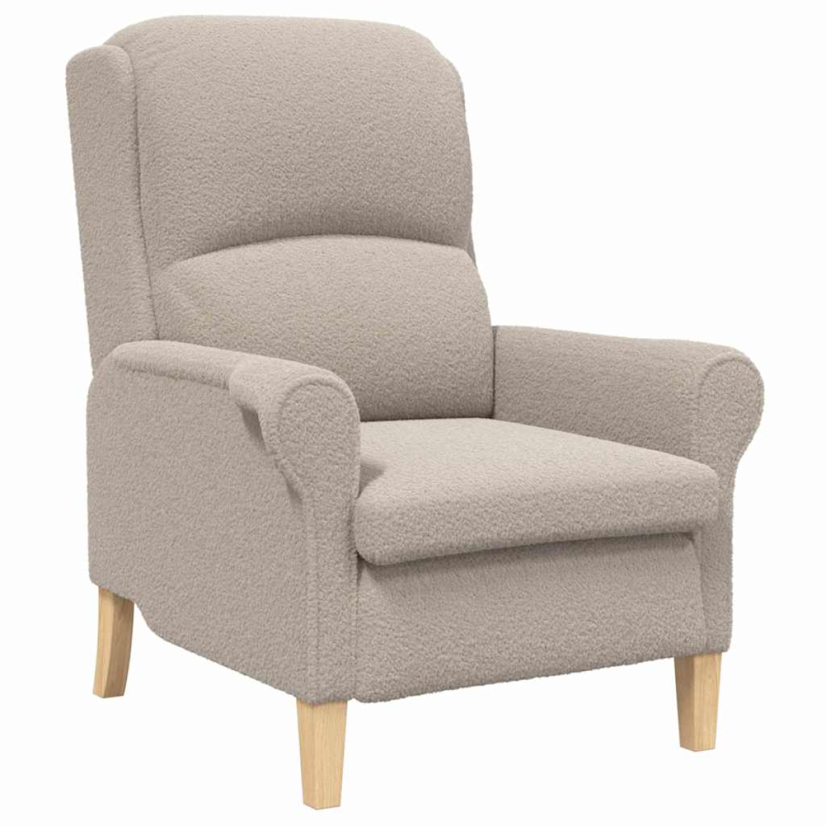 VidaXL armchair in beige textured fabric with natural wood legs, 76 x 94 x 102 cm.