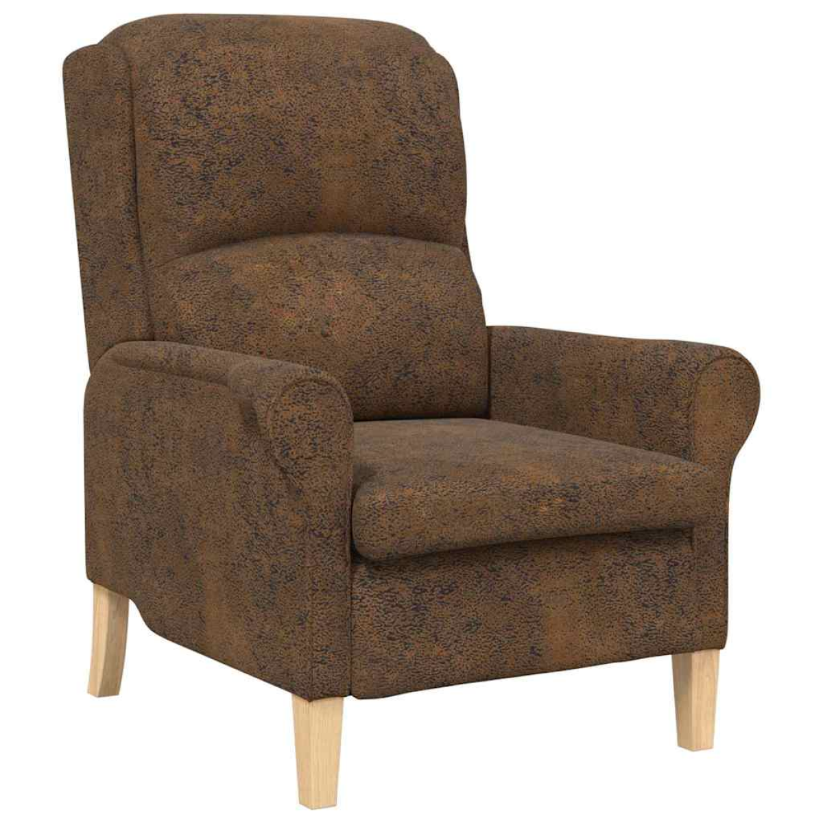 VidaXL armchair in brown faux leather with light wood legs, ergonomic high back, 76 94 102 cm.