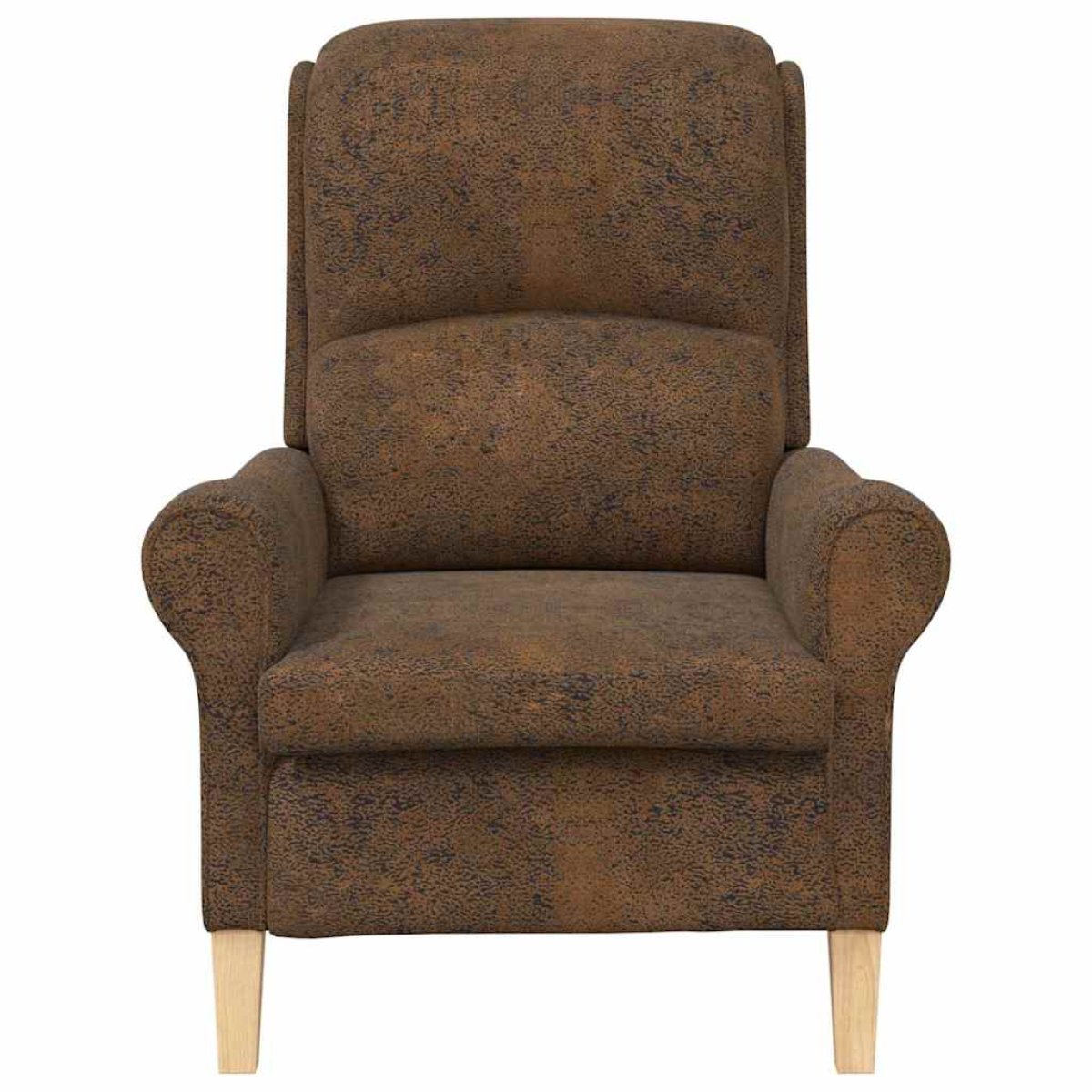 VidaXL Armchair 76 94 102 cm brown faux leather with light wooden legs and ergonomic high back