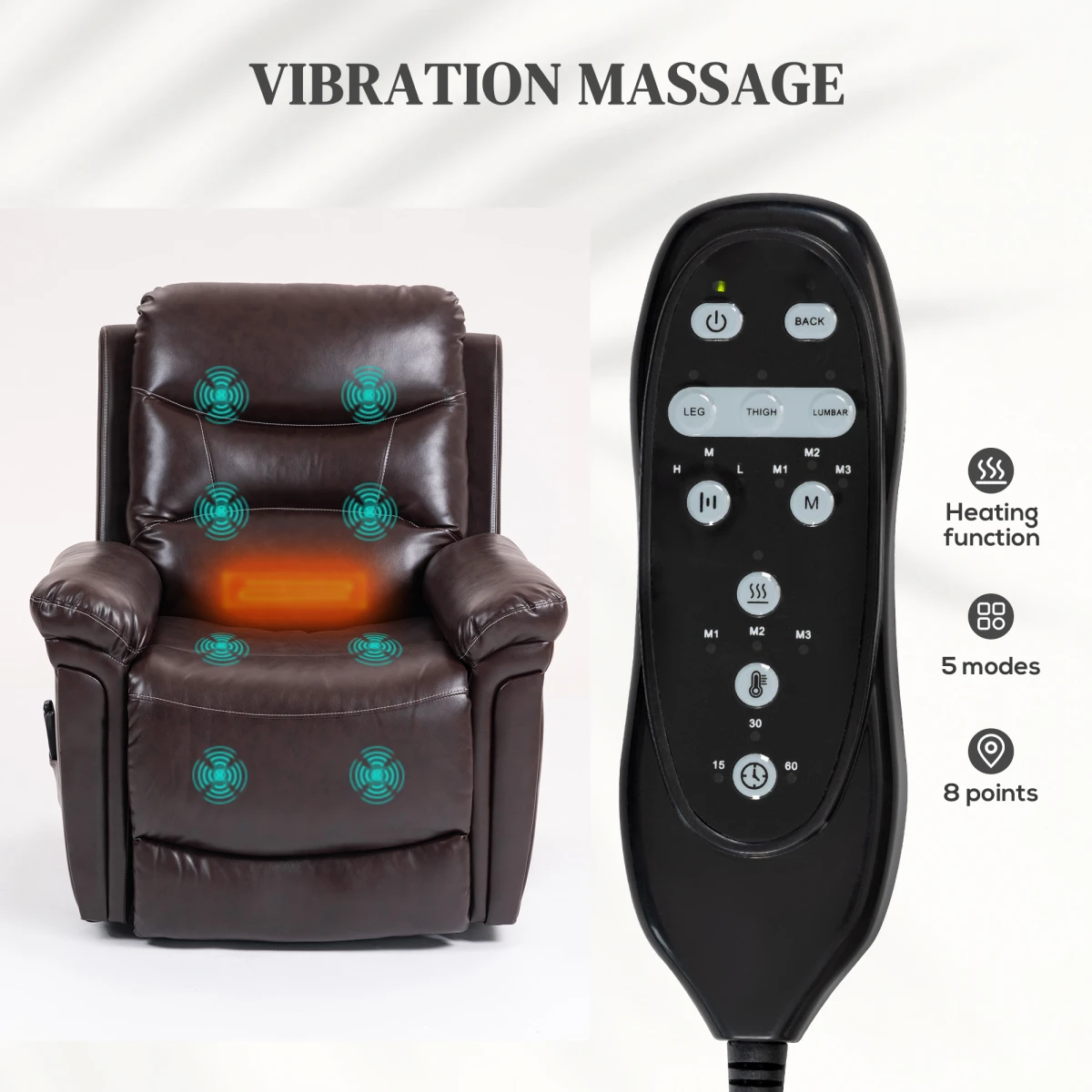 HOMCOM Massage Recliner Chair Wide Heat USB Home by HOMCOM