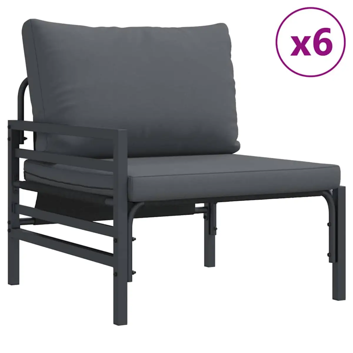 vidaXL vidaXL Garden Sofa Set with Cushion 13 pcs Black Steel - Garden Sofa Sets