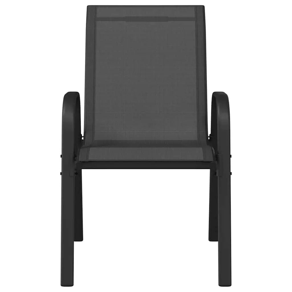 vidaXL vidaXL Stackable Garden Chairs 2 pcs Black Textilene Fabric - Garden Chairs