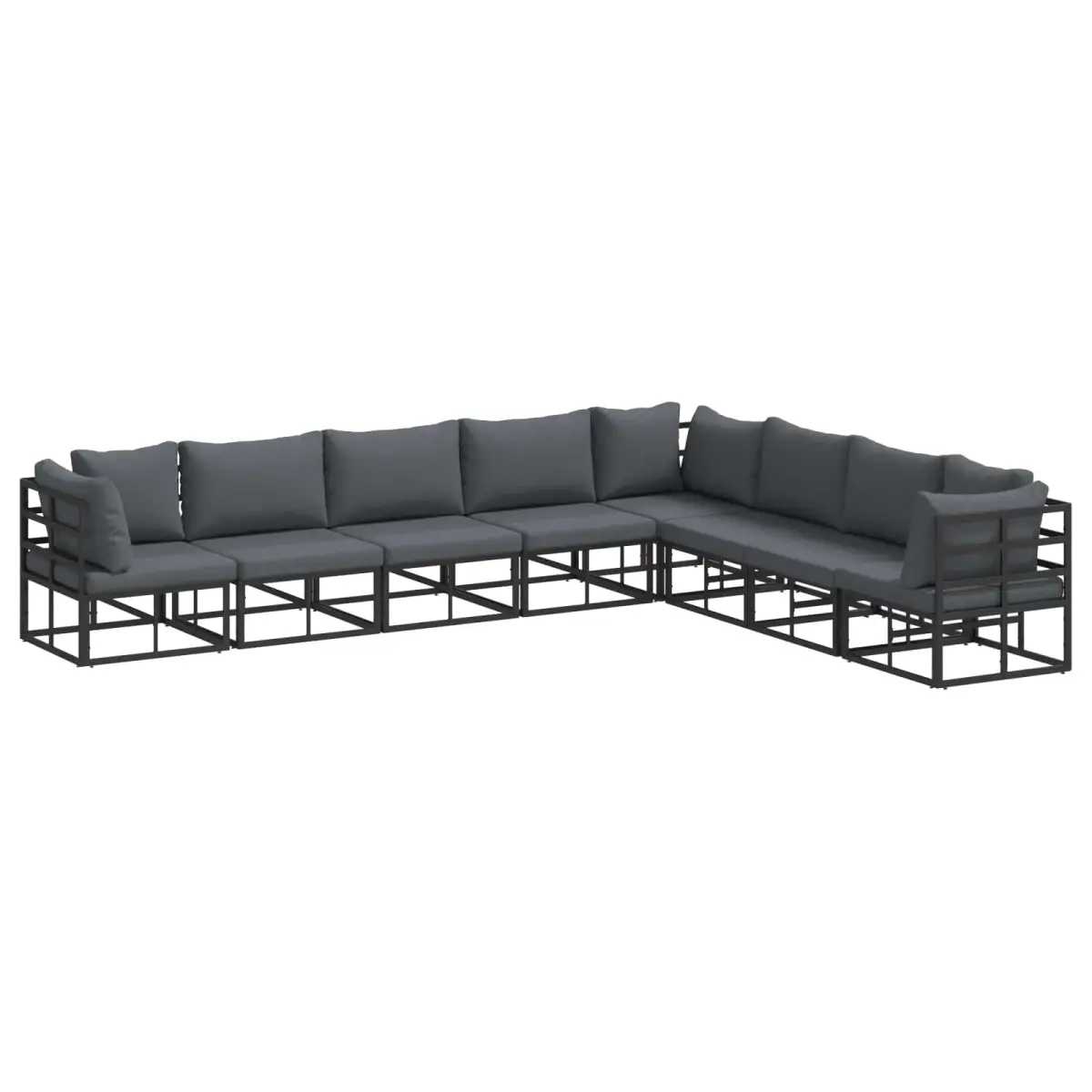 vidaXL vidaXL Garden Sofa Set with Cushion 8 pcs Black Aluminium - Garden Sofa Sets