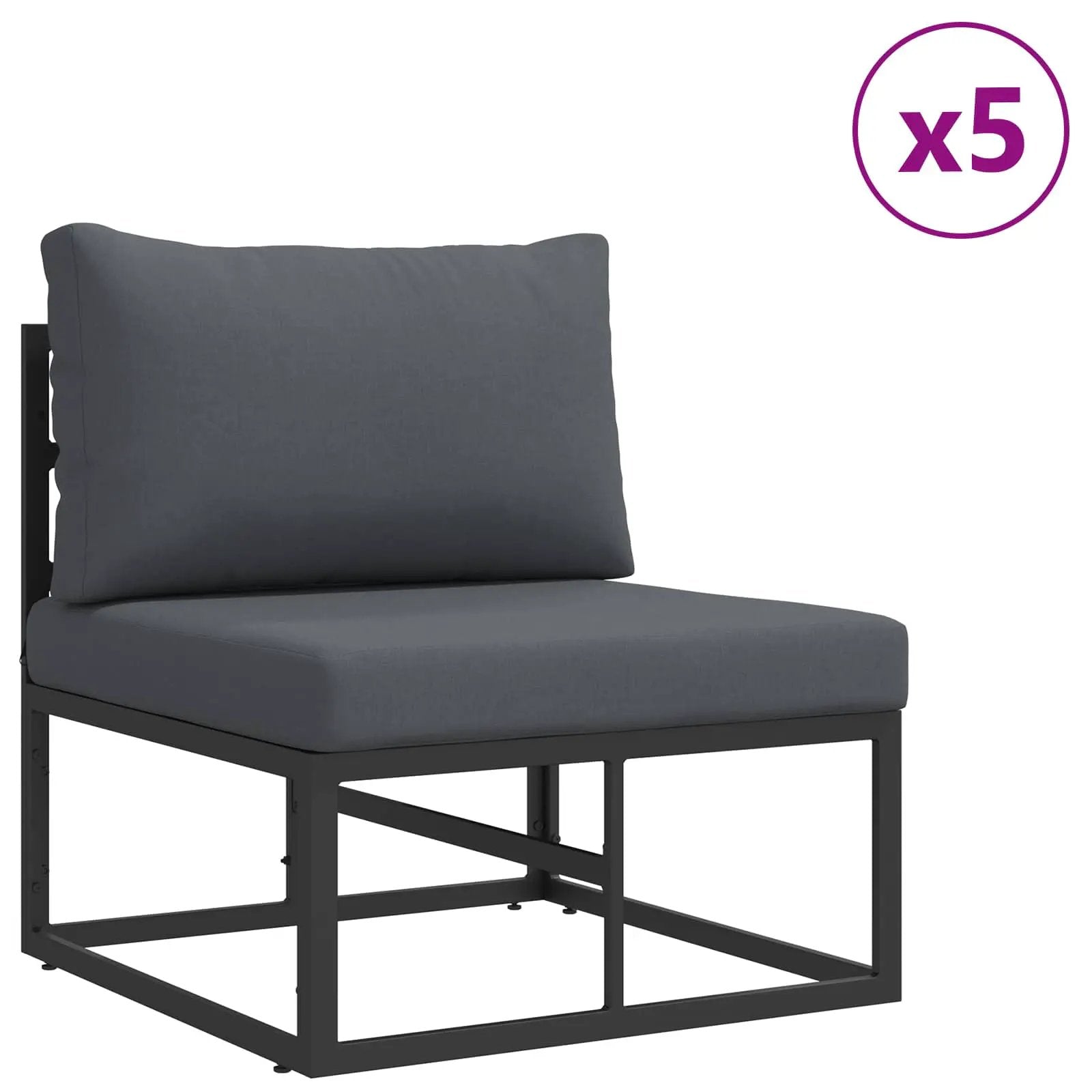 vidaXL vidaXL Garden Sofa Set with Cushion 9 pcs Black Aluminium - Garden Sofa Sets