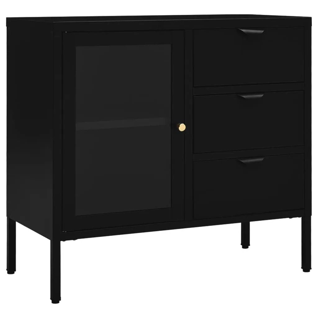 vidaXL vidaXL Sideboard Black 75x35x70 cm Steel and Tempered Glass - Sideboard