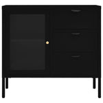 vidaXL vidaXL Sideboard Black 75x35x70 cm Steel and Tempered Glass - Sideboard