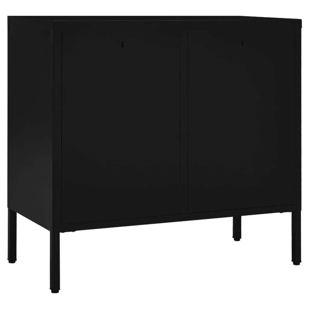 vidaXL vidaXL Sideboard Black 75x35x70 cm Steel and Tempered Glass - Sideboard