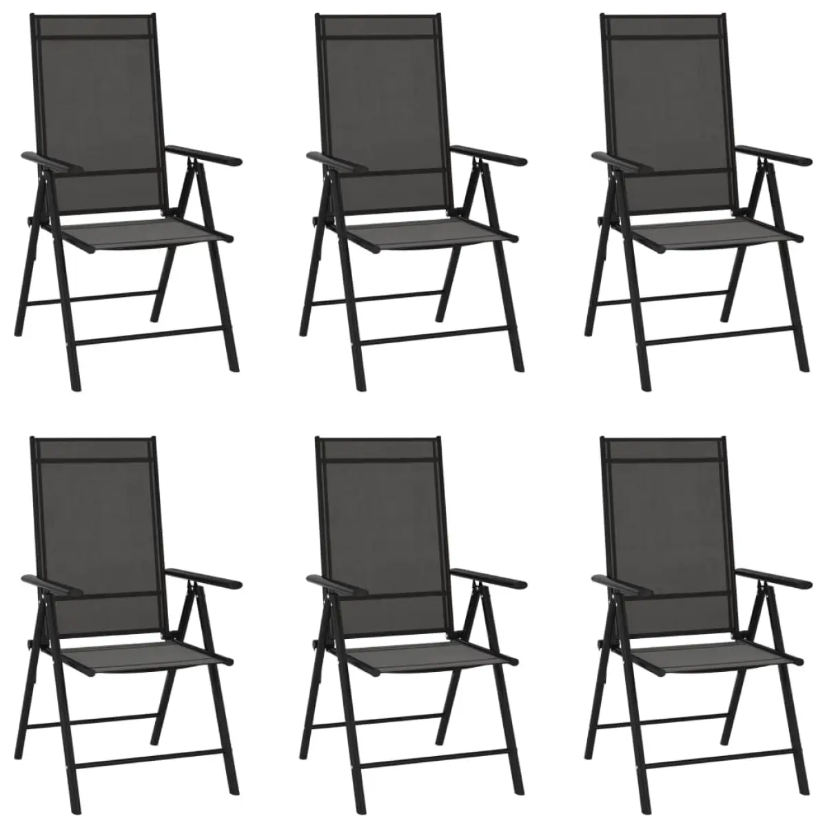 vidaXL vidaXL Folding Garden Chairs 6 pcs Textilene Black - Garden Chairs