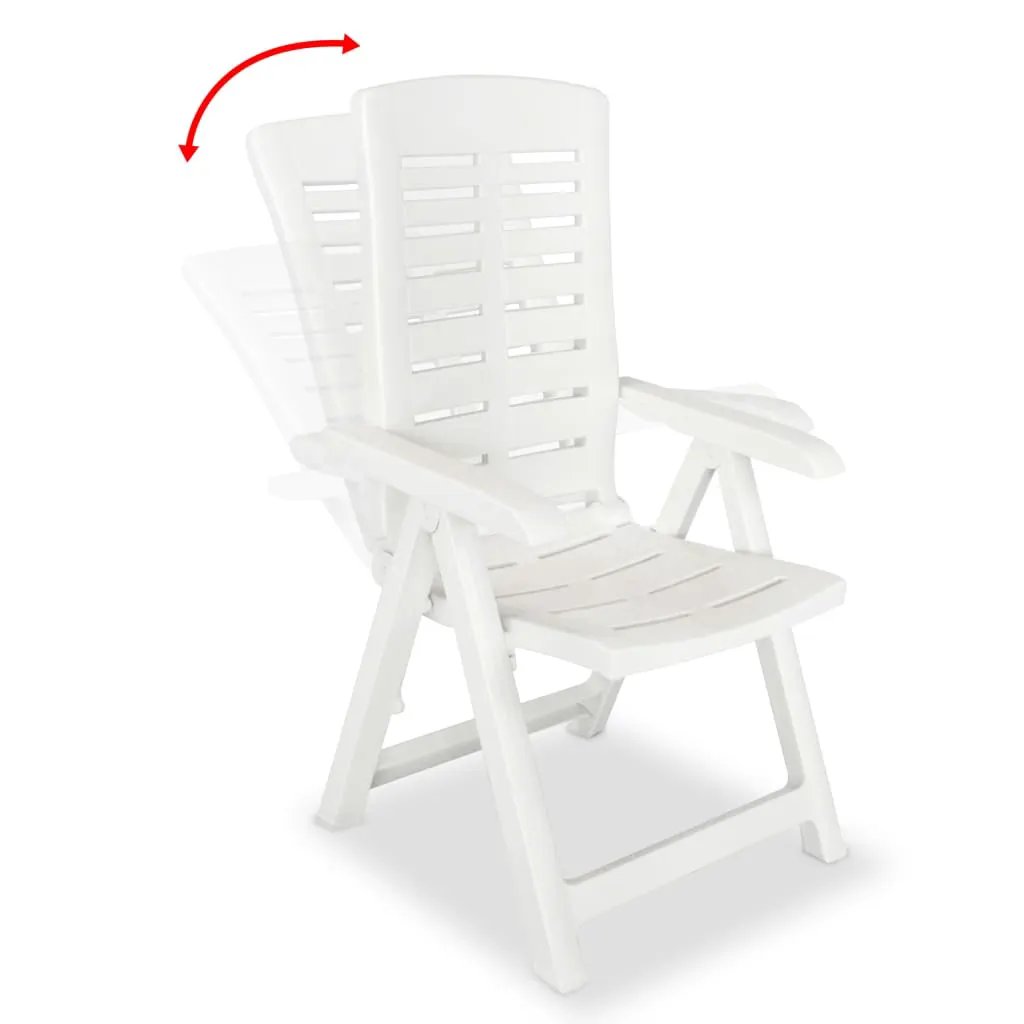 vidaXL vidaXL Reclining Garden Chairs 2 pcs Plastic White - Garden Chairs